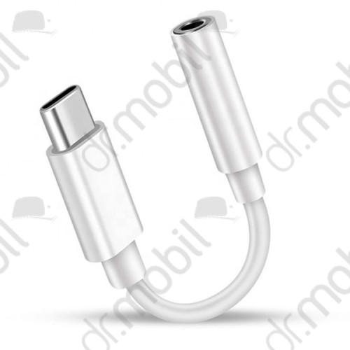 Adapter kábel USB Type-C - 3.5mm jack átalakító adapter fehér (DAC chip)